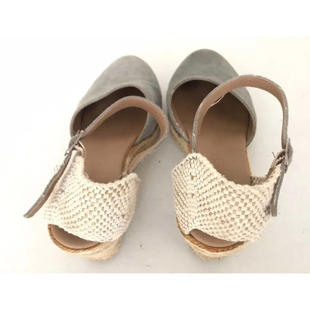 Paseart | Women's Gray Round Toe Espadrille Wedge Sandals Size 40